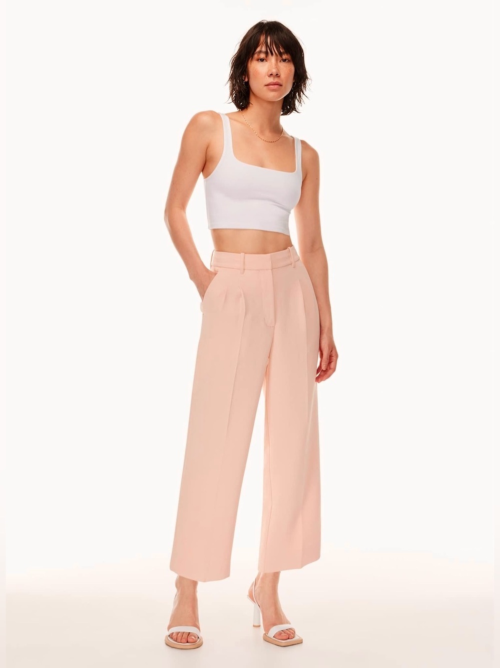 Wilfred effortless crop pants pleated size 6 high waist coral blush pink peach